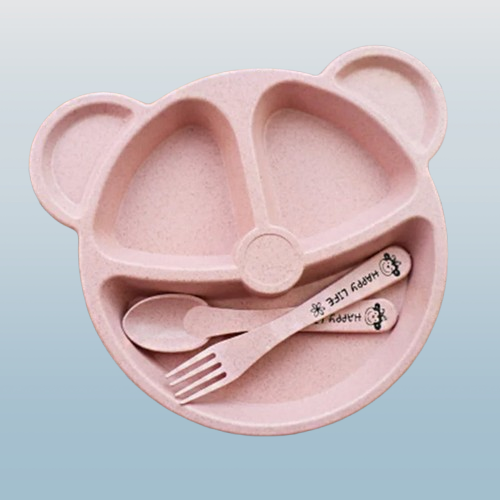 Bear-Shaped Tableware Set ā Sectioned Plate with Spoon & Fork