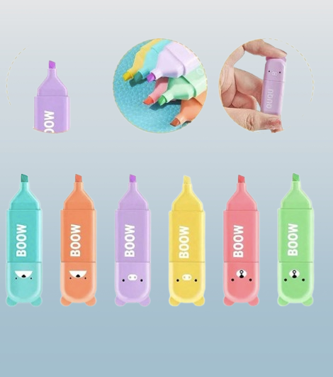 4-Piece Mini Bear Fluorescent Highlighter Set – Cute & Compact Macaron Colors