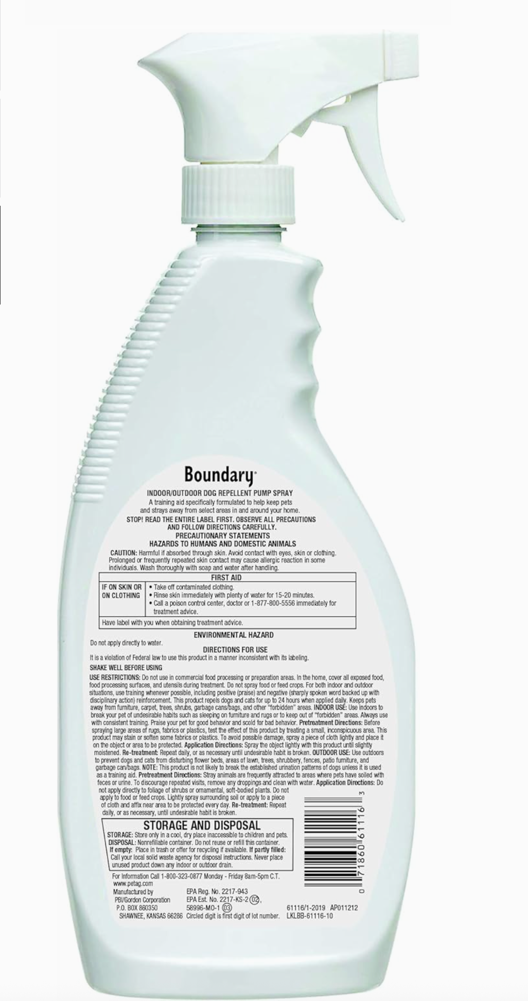 Boundary Indoor/Outdoor Dog Repellent Pump Spray 22 oz
