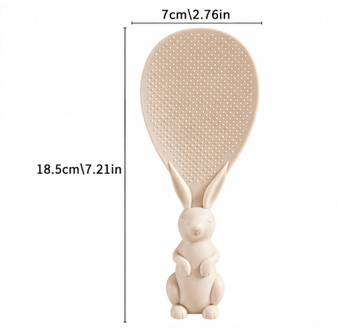 2-Pack Cute Bunny Rice Paddle Spoons – Nonstick Textured Rice Serving Scoops with Rabbit Handles