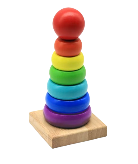 Wooden Stacking Ring Toy – Educational Rainbow Baby Stacker