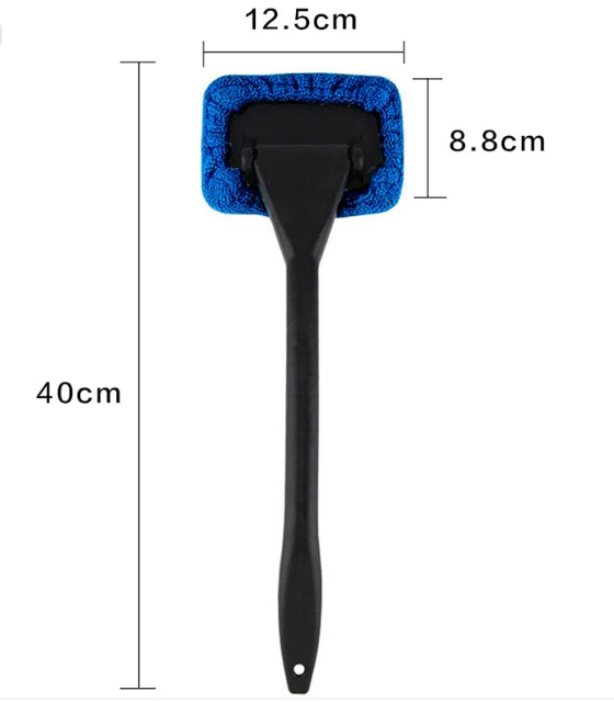 Adjustable Car Window Cleaning Tool – 180° Rotating Glass Scraper with Microfiber Pad