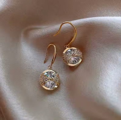 Elegant Spider Web Gold-Plated Crystal Drop Earrings