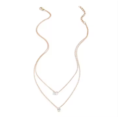 Elegant Double-Layer Crystal Pendant Necklace