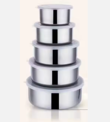 5-Piece Stainless Steel Airtight Food Storage Container Set