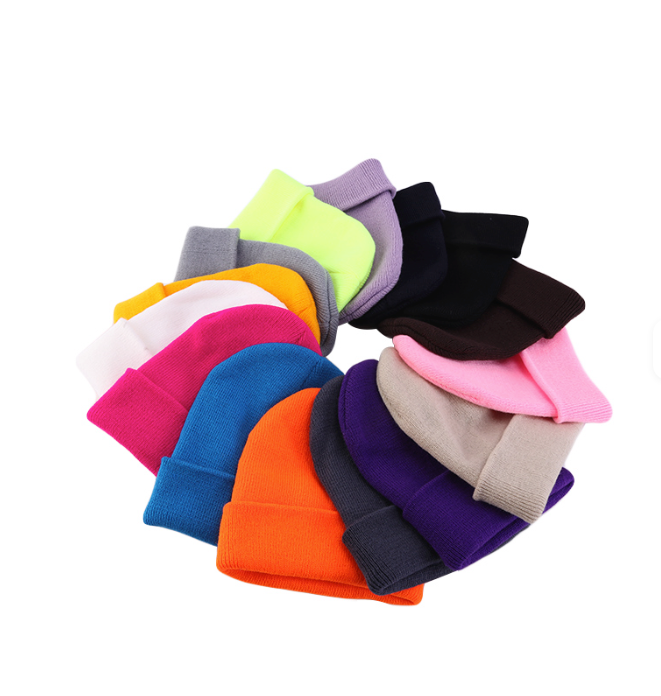 Knit Stretch Beanie Hat, Unisex Cotton Skull Cap, Multiple Colors