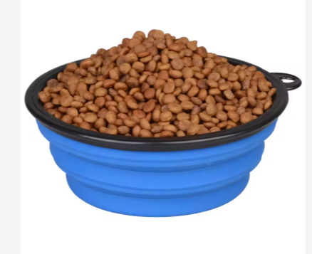 Collapsible Silicone Travel Pet Bowl with Carabiner Clip
