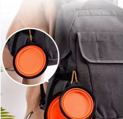 Collapsible Silicone Travel Pet Bowl with Carabiner Clip