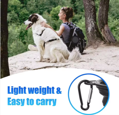 Collapsible Silicone Travel Pet Bowl with Carabiner Clip