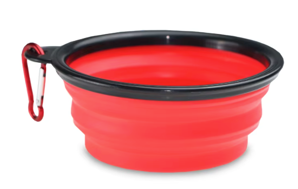 Collapsible Silicone Travel Pet Bowl with Carabiner Clip