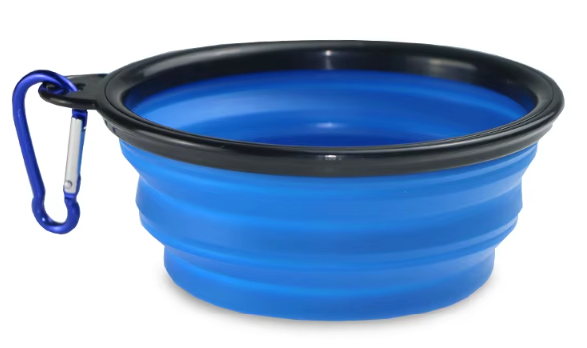Collapsible Silicone Travel Pet Bowl with Carabiner Clip