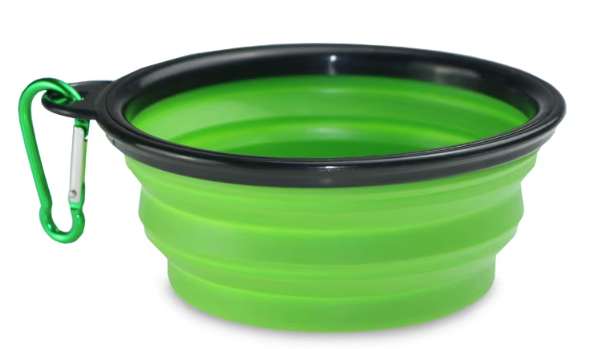 Collapsible Silicone Travel Pet Bowl with Carabiner Clip