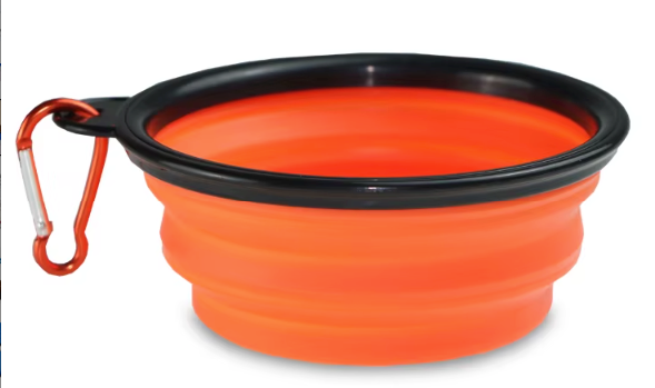 Collapsible Silicone Travel Pet Bowl with Carabiner Clip