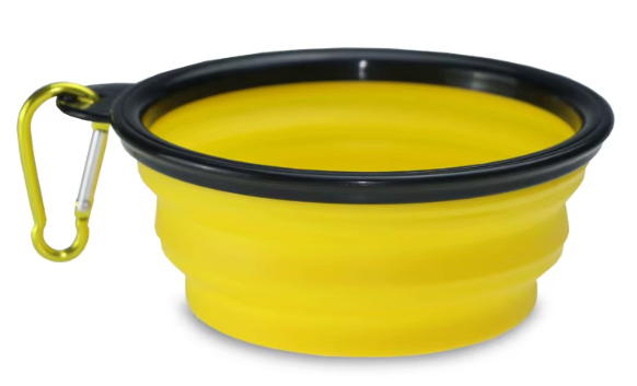 Collapsible Silicone Travel Pet Bowl with Carabiner Clip