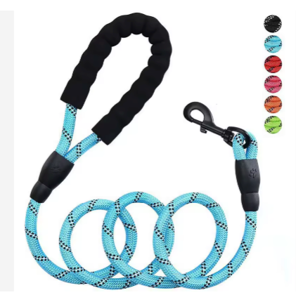 Reflective Braided Nylon Dog Leash with Padded Handle