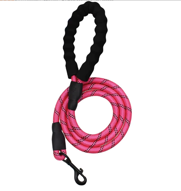 Reflective Braided Nylon Dog Leash with Padded Handle