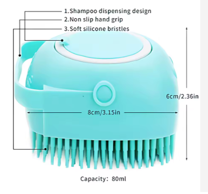 Silicone Pet Bath Brush with Shampoo Dispenser