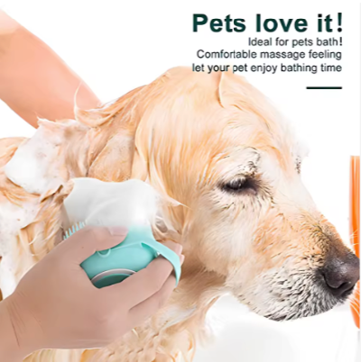 Silicone Pet Bath Brush with Shampoo Dispenser