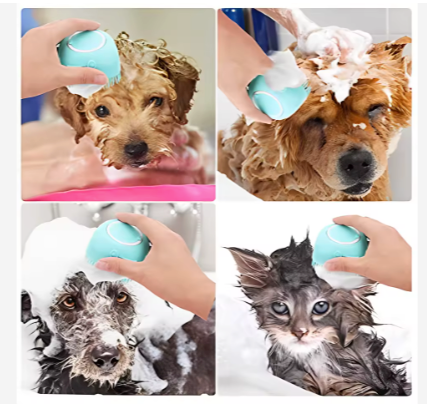 Silicone Pet Bath Brush with Shampoo Dispenser