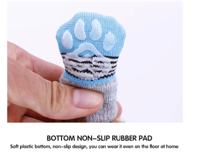 Cute Cartoon Non-Slip Pet Socks for Dogs and Cats – 4 Pcs Set