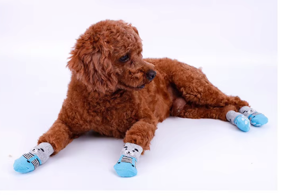 Cute Cartoon Non-Slip Pet Socks for Dogs and Cats – 4 Pcs Set