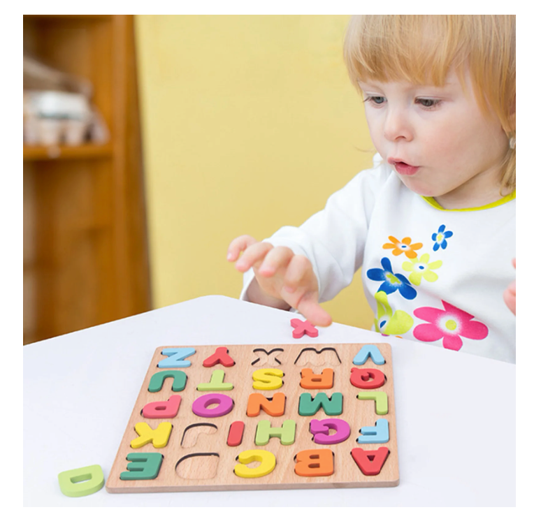 Wooden Alphabet & Numeric Puzzle Learning Board for Toddlers