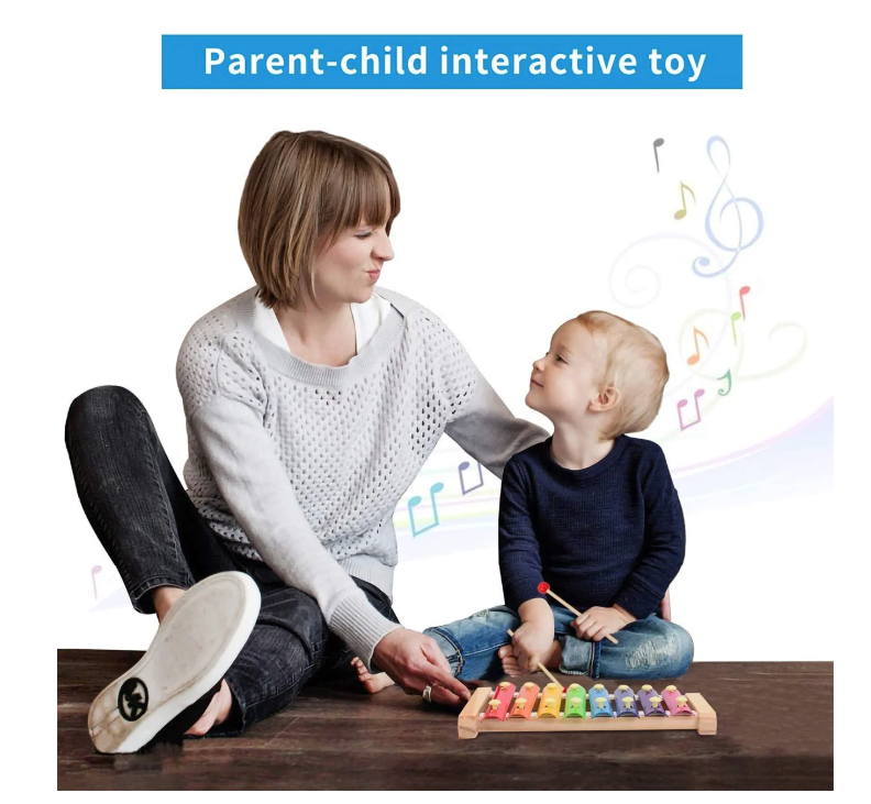 8-Note Rainbow Xylophone with Wooden Mallets – Musical Toy for Kids