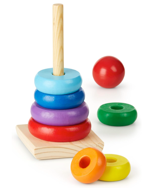 Wooden Stacking Ring Toy – Educational Colorful Baby Stacker for Early Learning