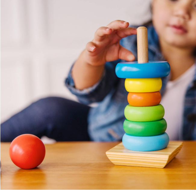 Wooden Stacking Ring Toy – Educational Colorful Baby Stacker for Early Learning
