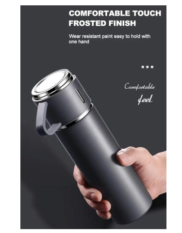 Elegant 3-Piece Stainless Steel Travel Flask & Cup Gift Set