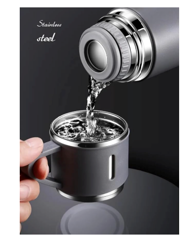 Elegant 3-Piece Stainless Steel Travel Flask & Cup Gift Set