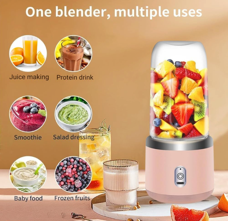 400ml Mini Electric Portable Juicer – USB Rechargeable Travel Blender