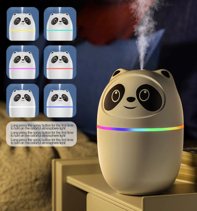 Cute Panda Ultrasonic Air Humidifier – USB Mini Portable Aromatherapy Diffuser