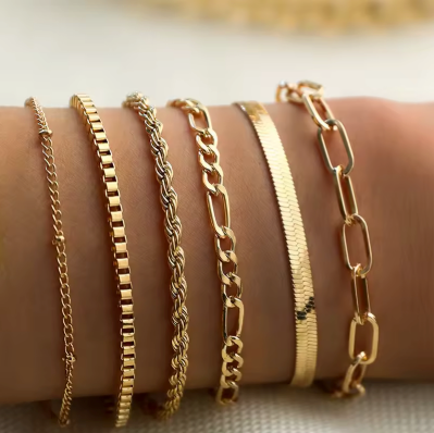 Versatile Style Metal 6-Piece Set with 6 Bracelets, Gold or Silver (6 Pack)