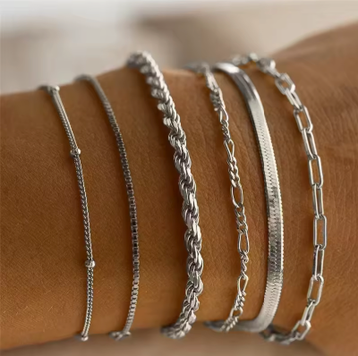 Versatile Style Metal 6-Piece Set with 6 Bracelets, Gold or Silver (6 Pack)