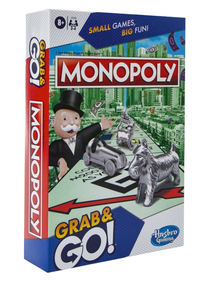 Hasbro Monopoly Grab & Go Travel Game – Compact Edition for On-the-Go Fun