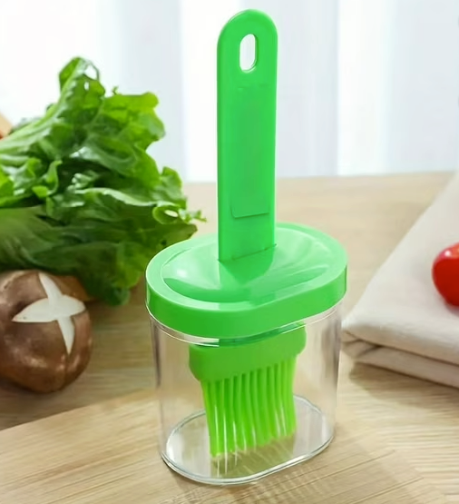 Silicone Oil Brush Dispenser – 2-in-1 Basting Brush & Sauce Container