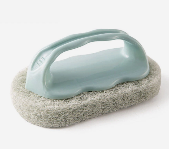 Multipurpose Scrub Pad with Ergonomic Handle – Heavy-Duty Fiber Sponge for Kitchen & Bath Cleaning