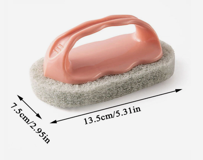 Multipurpose Scrub Pad with Ergonomic Handle – Heavy-Duty Fiber Sponge for Kitchen & Bath Cleaning