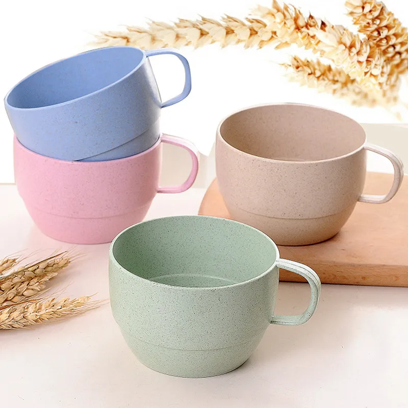 Wheat Straw Plastic Cup with Handle