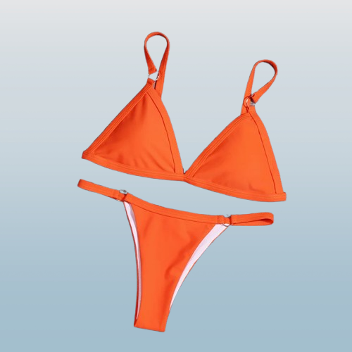 Solid Color Triangle Two-Piece Bikini Swimsuit Set