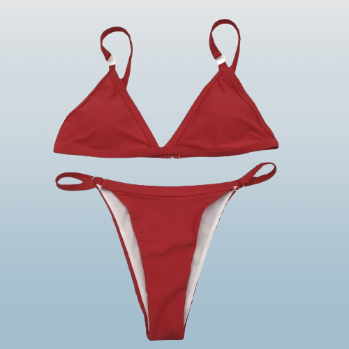 Solid Color Triangle Two-Piece Bikini Swimsuit Set