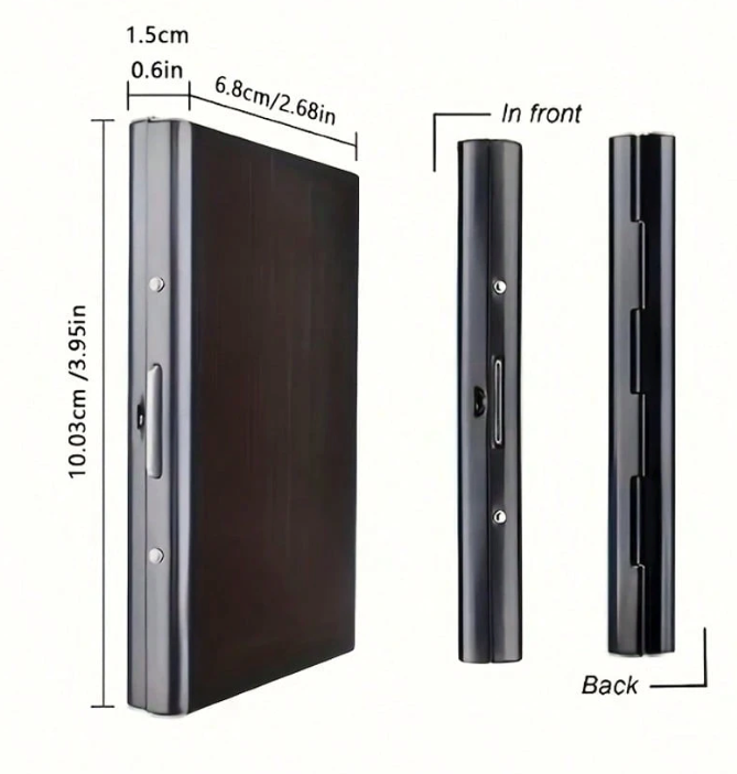 Sleek Stainless Steel Card Holder – RFID-Blocking Metal Wallet with 6 Card Slots