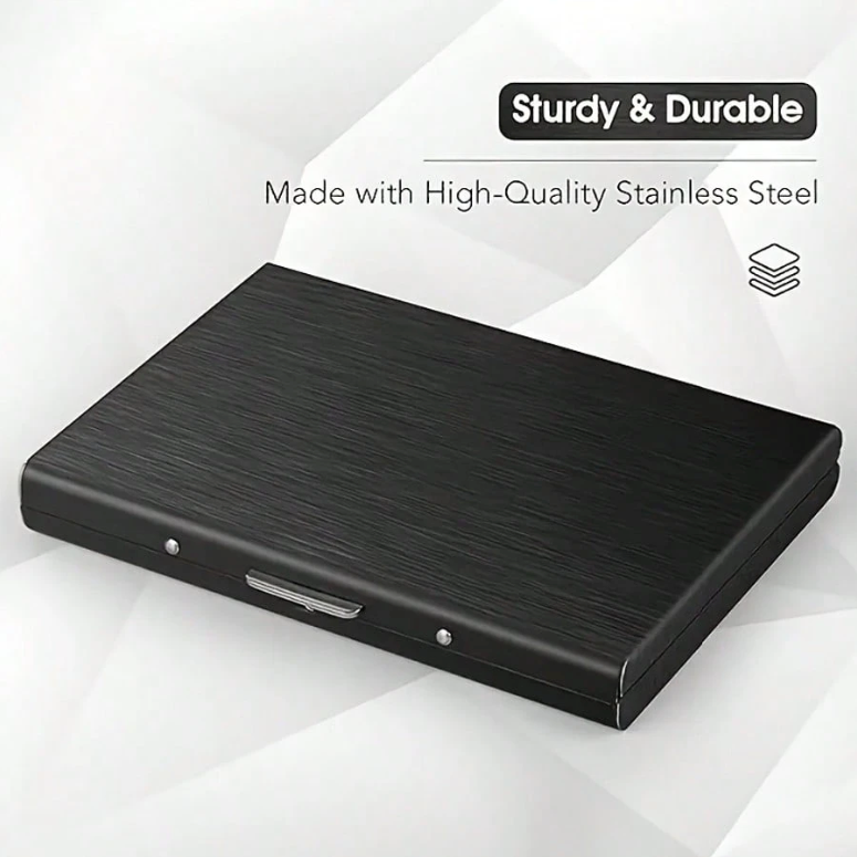 Sleek Stainless Steel Card Holder – RFID-Blocking Metal Wallet with 6 Card Slots
