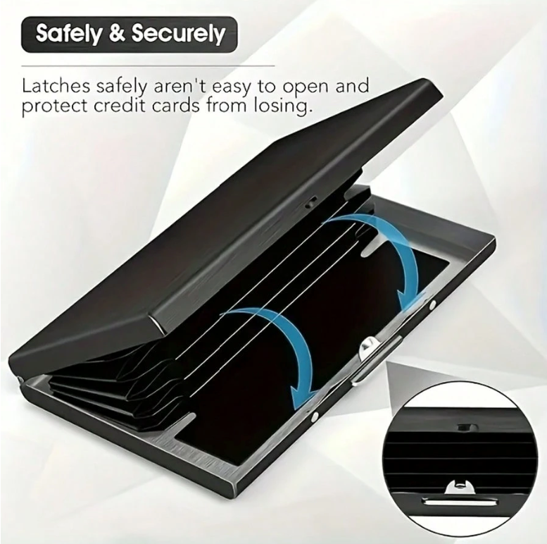 Sleek Stainless Steel Card Holder – RFID-Blocking Metal Wallet with 6 Card Slots
