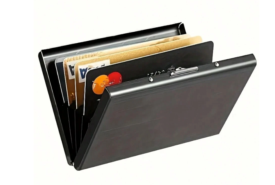 Sleek Stainless Steel Card Holder – RFID-Blocking Metal Wallet with 6 Card Slots