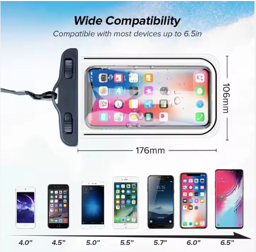 360° Waterproof Phone Pouch with Lanyard – Full Protection Dry Bag for Travel & Swimming