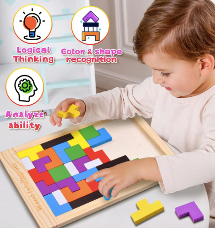 Wooden Blocks Puzzle Brain Teasers Toys for Kids