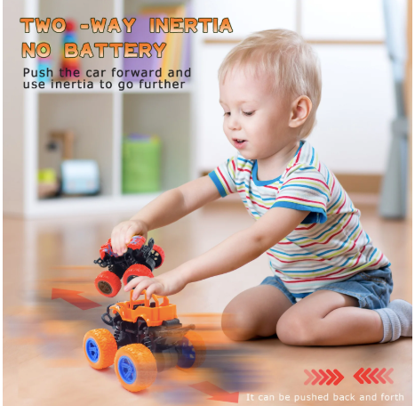 Children's 4WD Inertia Stunt Monster Trucks – Pull-Back Off-Road Vehicle Toy