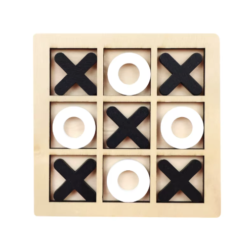 Wooden Tic Tac Toe Game – Classic Interactive XO Board Game for Kids and Families